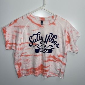 Surf Style Salty Vibes Orange and‎ White Marble Top Size S
